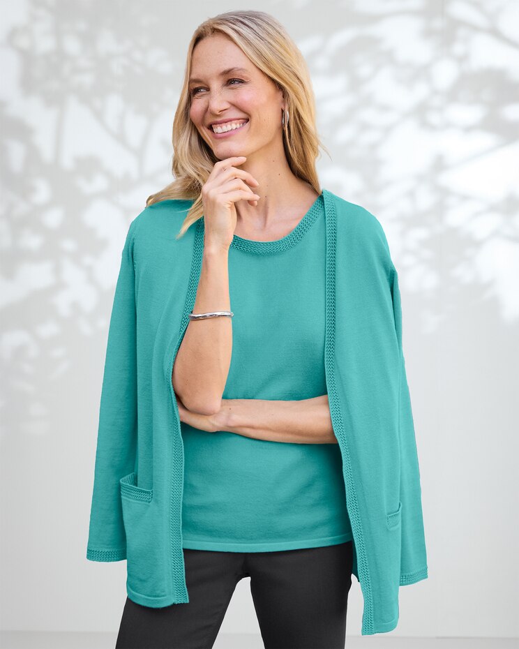 Madison Crochet-Trim Cardigan image number 1