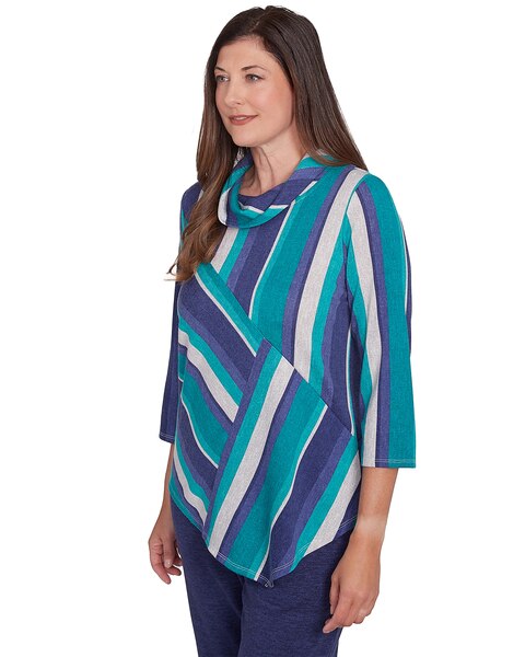 Alfred Dunner® French Quarter Spliced Cowl Neck Stripe Sweater