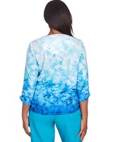 Alfred Dunner® Tradewinds Ombre Leaves Buttoned Split Neck Top thumbnail number 2