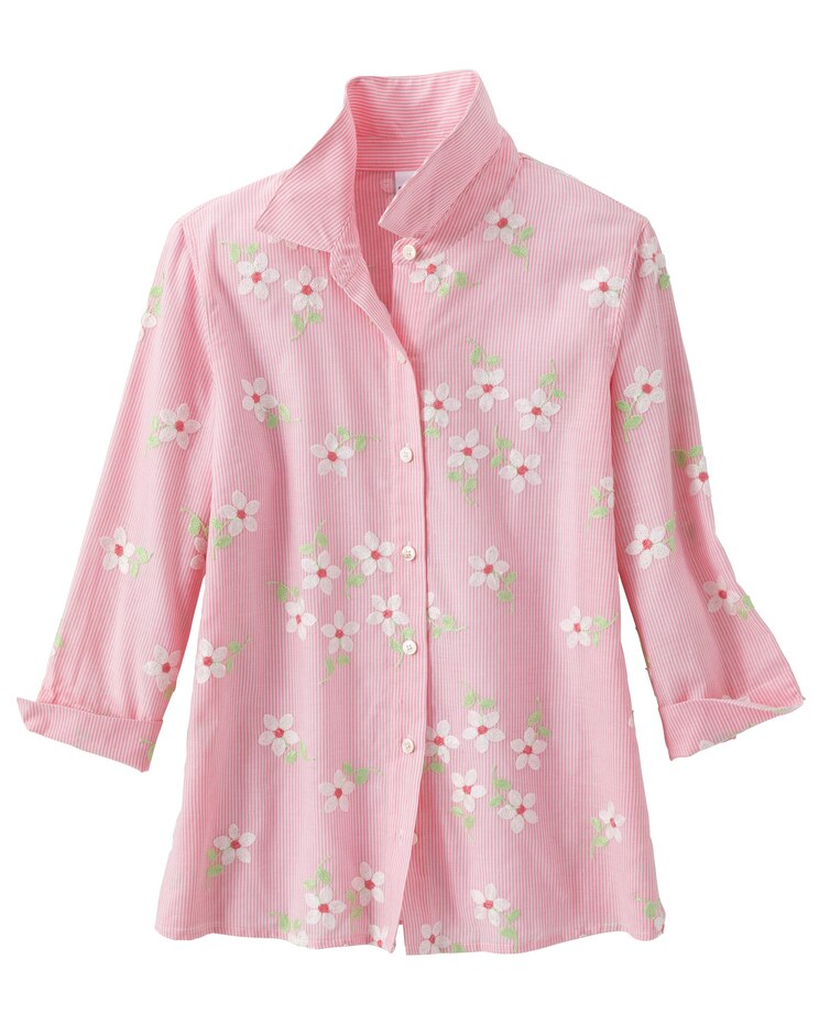 Alfred Dunner Embroidered Pinstripe Shirt image number 2