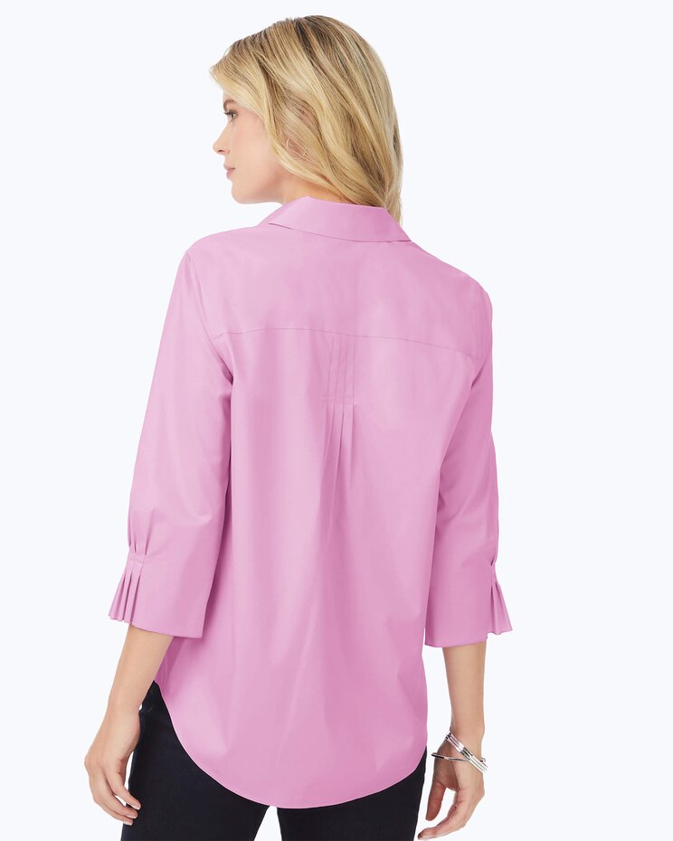 Foxcroft Paulie Elbow Sleeve Solid Stretch Blouse image number 3