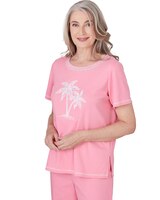 Alfred Dunner® Miami Beach Embroidered Palm Tree Short Sleeve Top thumbnail number 3