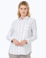 Foxcroft Boyfriend Long Sleeve Stretch Stripe Shirt thumbnail number 1