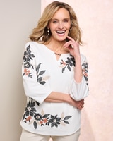 Embroidered Floral Tee by Alfred Dunner thumbnail number 1
