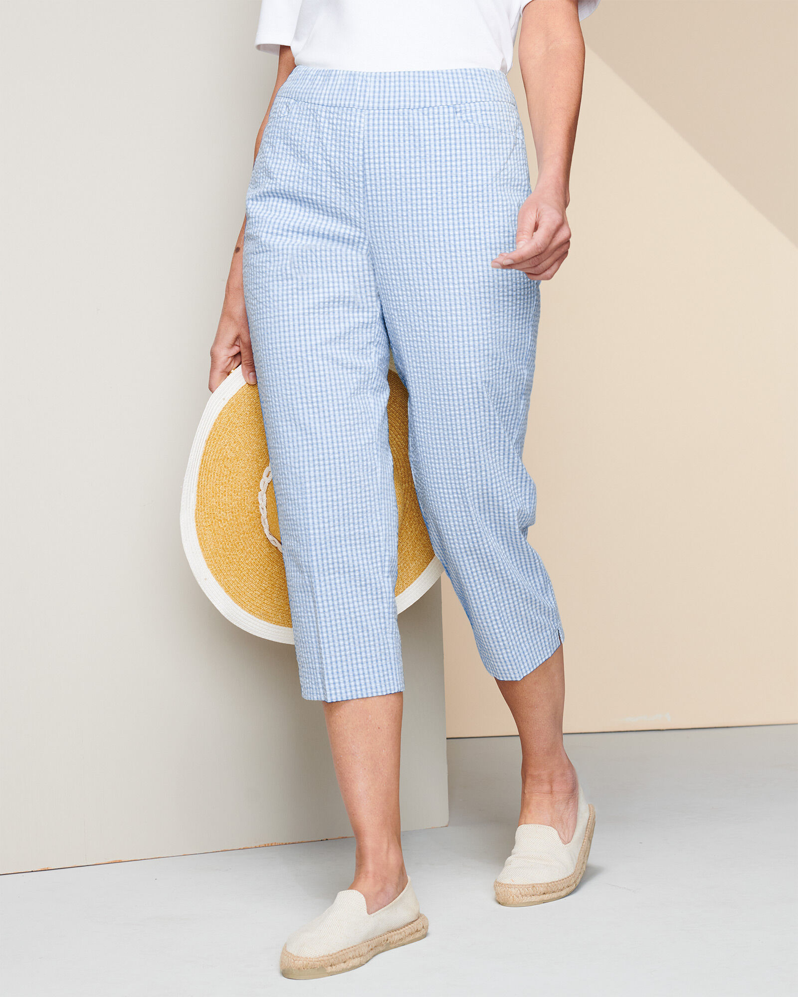 Seersucker Check Capris
