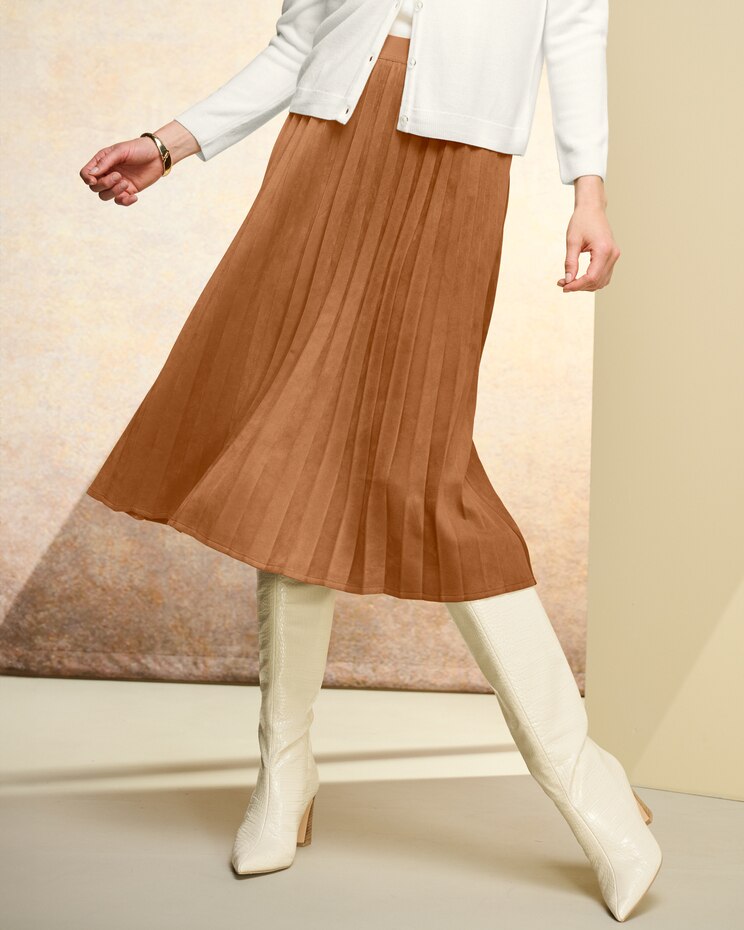 Stretch Microsuede Pleated Skirt image number 2