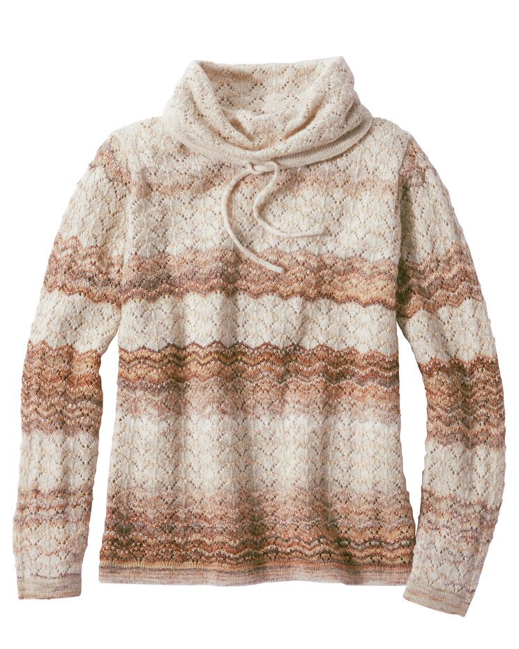 Alfred Dunner Pointelle Stripe Cowl Sweater image number 1