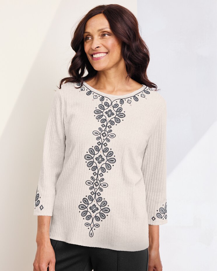 Embroidered Medallion Tee by Alfred Dunner image number 1