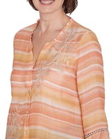 Alfred Dunner® Scottsdale Warm Stripe Floral Embroidered Top thumbnail number 5