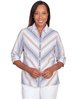 Alfred Dunner® Chevron Stripe Button Down Top thumbnail number 1
