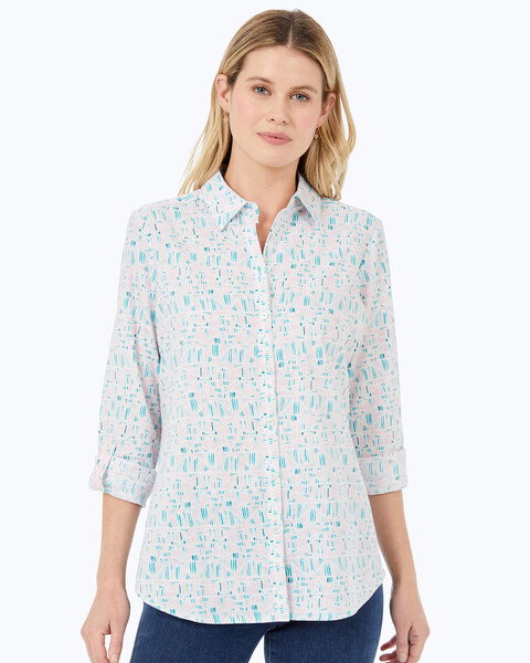 Foxcroft Zoey Long Sleeve Painted Wave Shirt