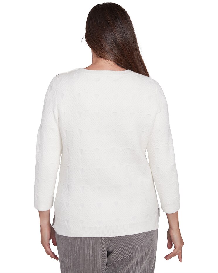Alfred Dunner® Copenhagen Textured Cable Knit Crew neck Top image number 2