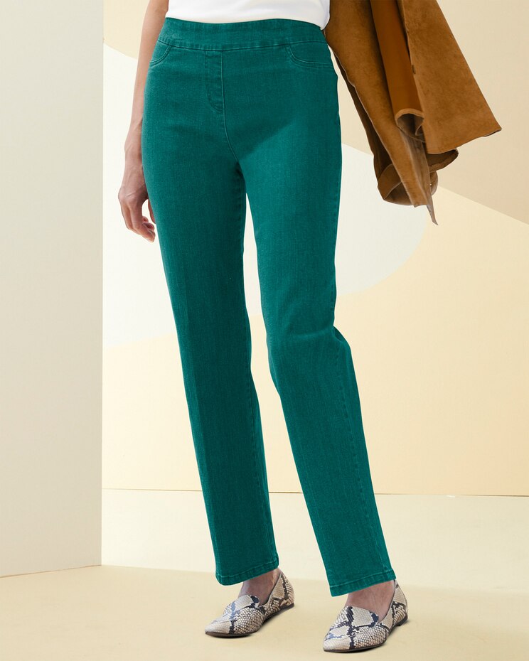 Slimtacular® Straight Leg Pull-On Denim Jeans image number 1