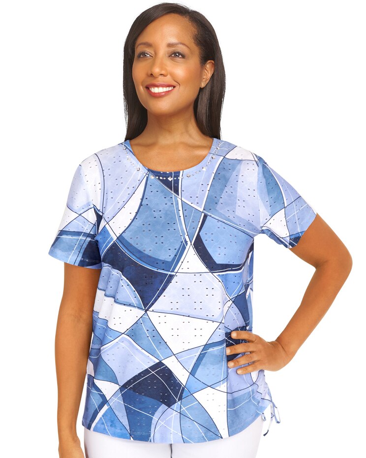 Alfred Dunner® Jean Pool Patchwork Eyelet Tee image number 1