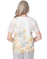 Alfred Dunner® Charleston Short Sleeve Floral Lace Top With Detachable Necklace thumbnail number 2