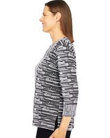 Alfred Dunner® Theater District Spliced Texture Knit Top thumbnail number 2