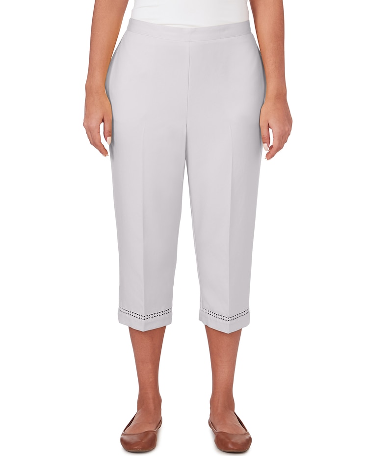 Alfred Dunner® Charleston Twill Capri With Lace Inset Bottom image number 1