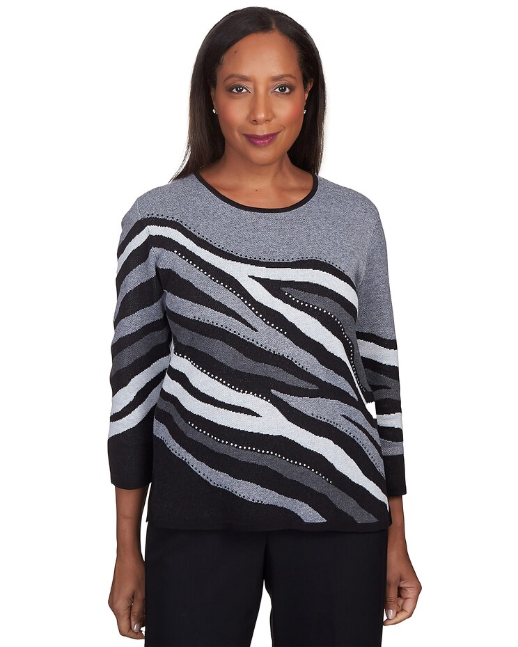 Alfred Dunner® Classics Animal Jacquard Beaded Top image number 1
