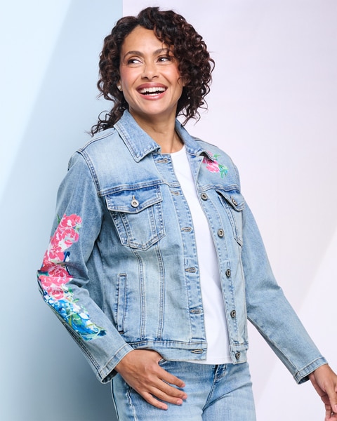 Floral Spray Denim Jacket