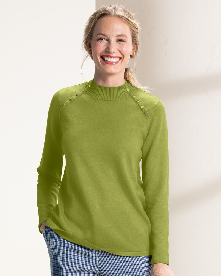 Madison Button-Trim Mockneck image number 1