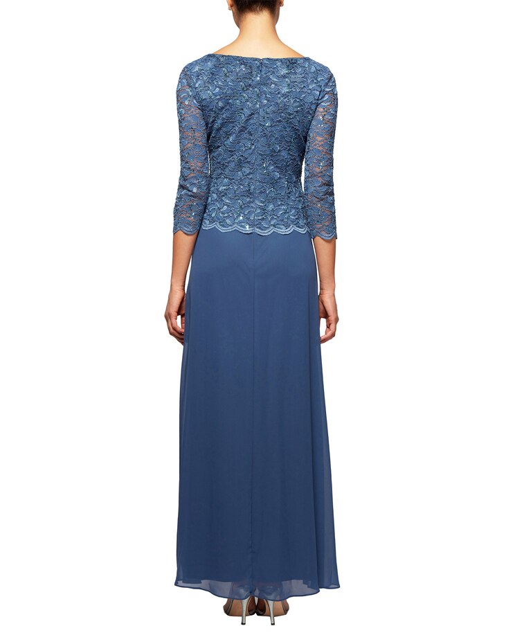 Mock Lace and Chiffon Gown  image number 2