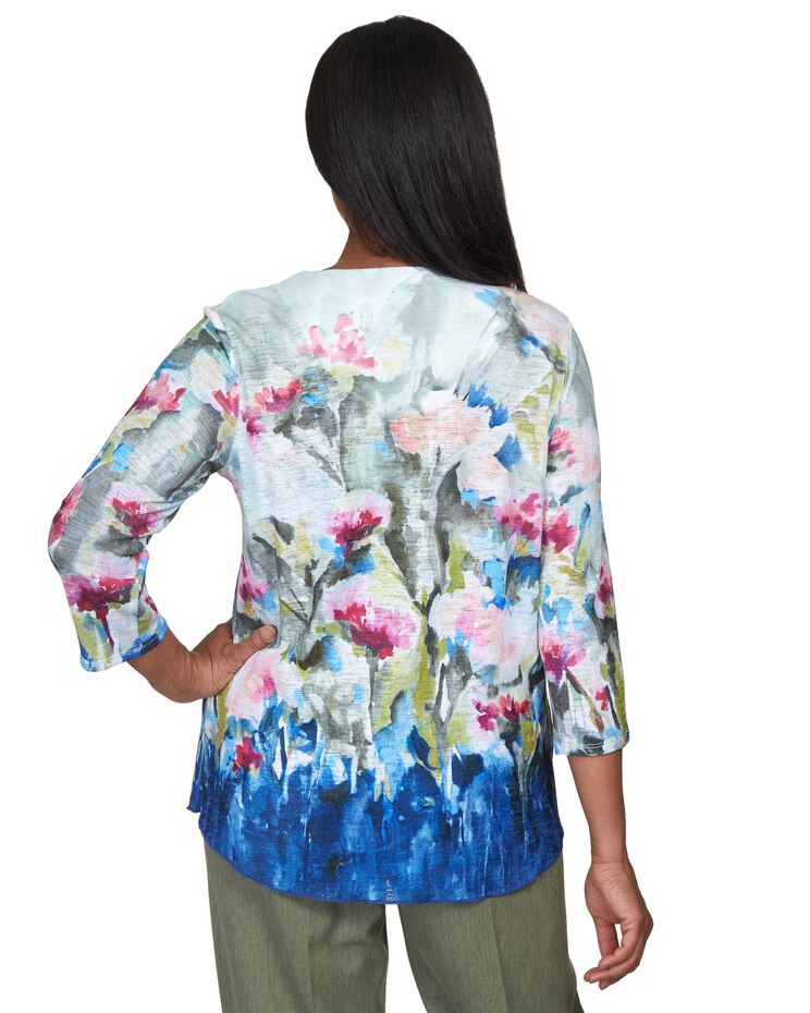 Alfred Dunner® Chelsea Market Abstract Border Garden Print Top image number 2