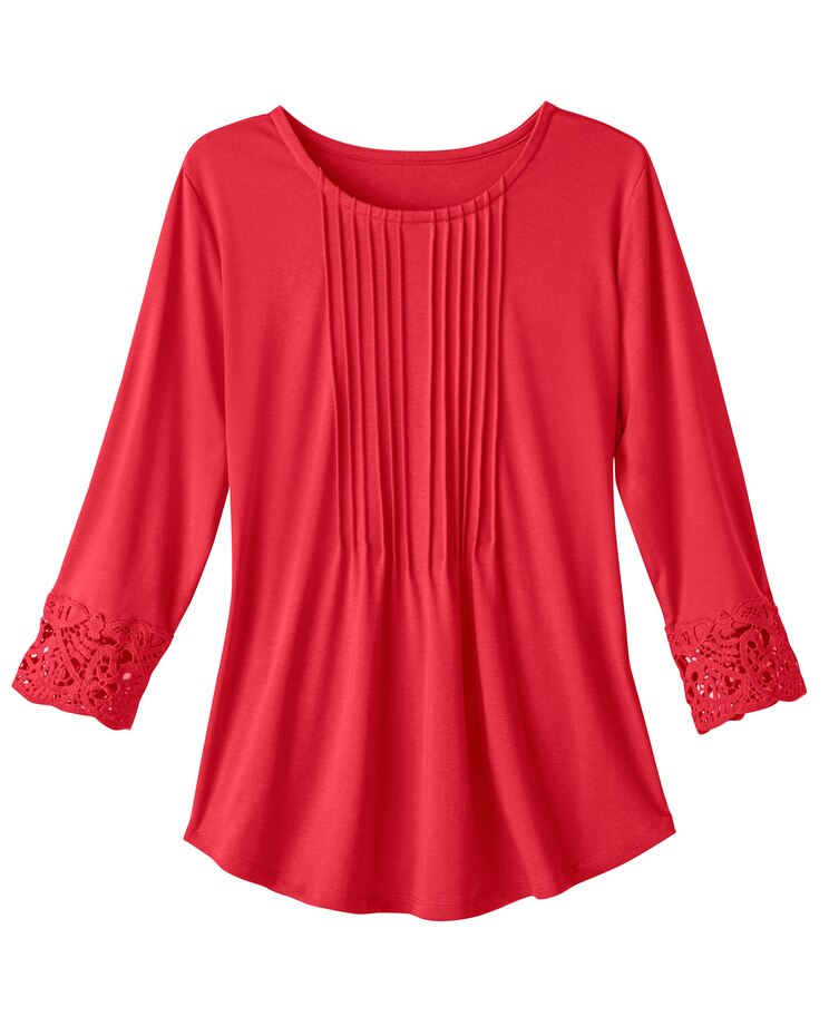 Pintuck Lace Tee image number 2