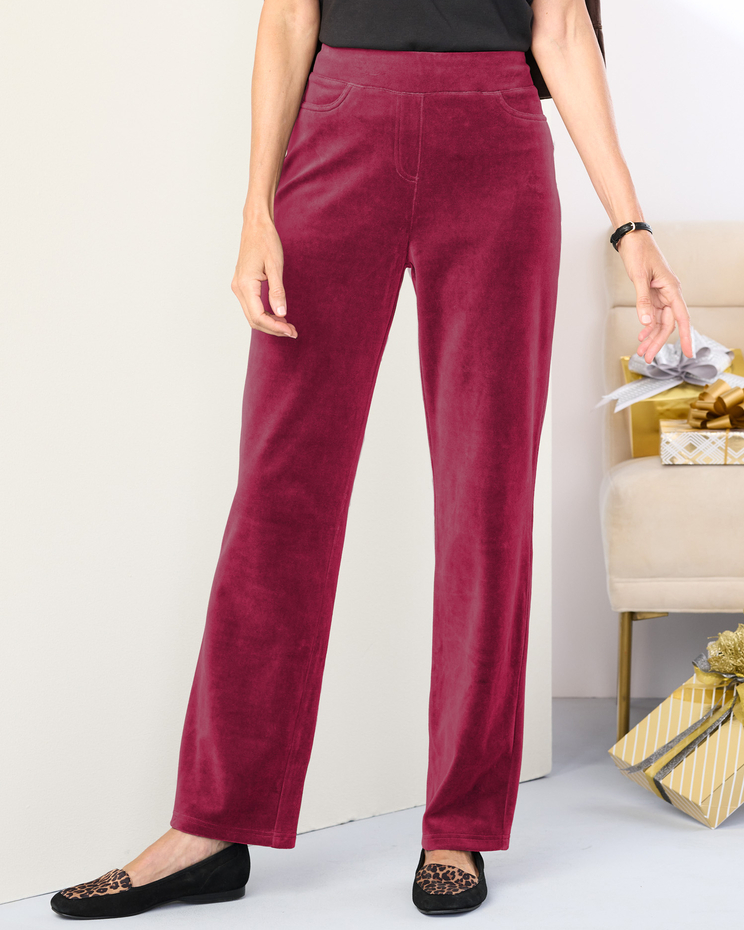 Everyday Velour Straight Leg Pull-On Pants image number 1