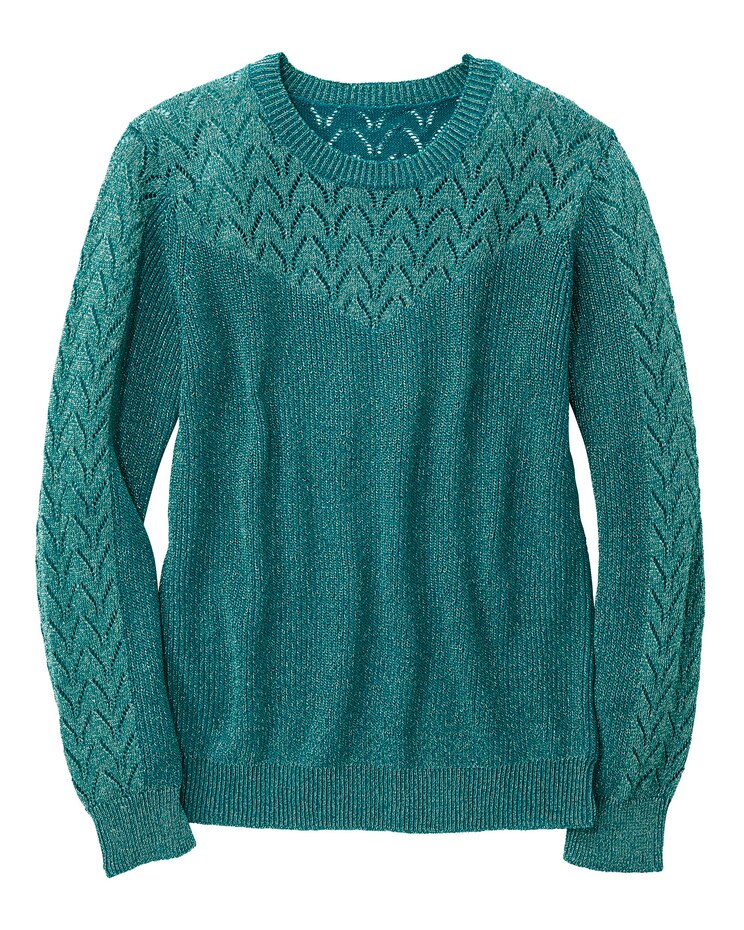 Pointelle Yoke Sweater image number 3