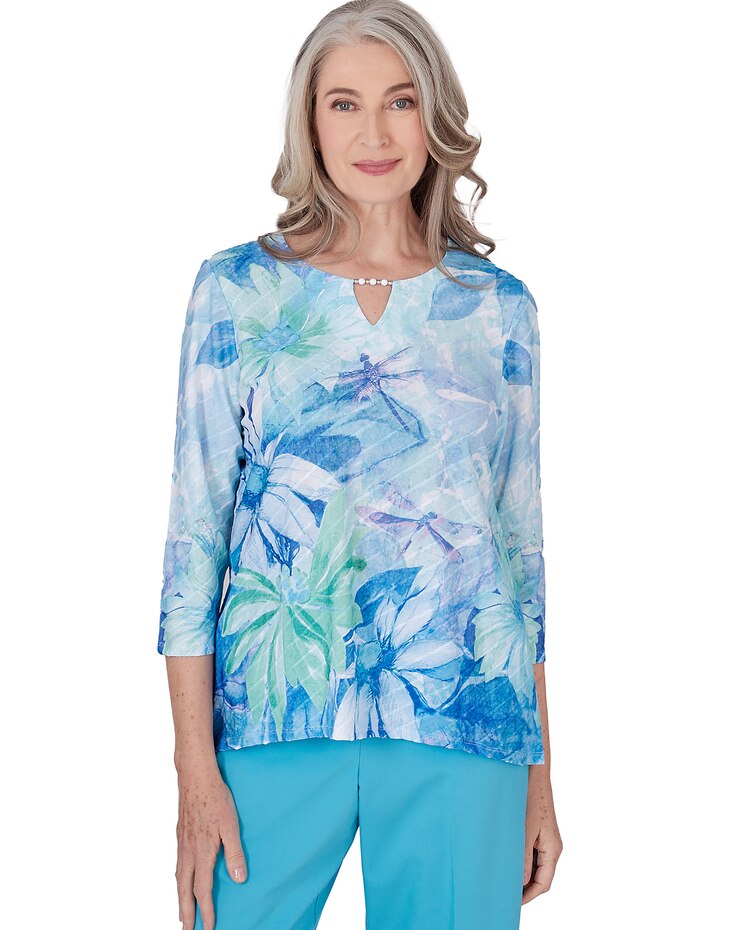 Alfred Dunner® Summer Breeze Floral Watercolor Top image number 1