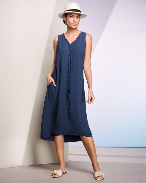Washed Crepe Ruffle Dress