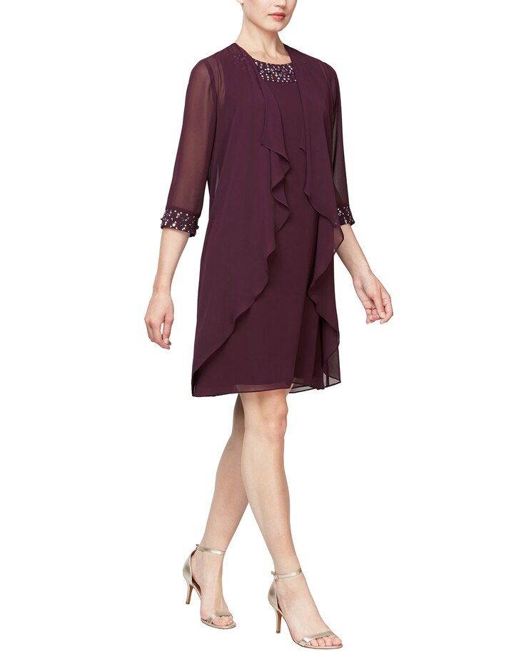 S.L. Fashions Sleeveless Jacket Dress image number 1