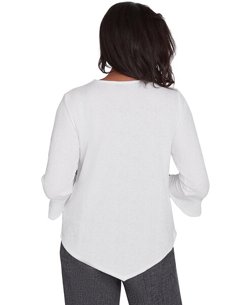 Alfred Dunner® Worth Avenue Crew Neck Textured Top With a Detachable Necklace