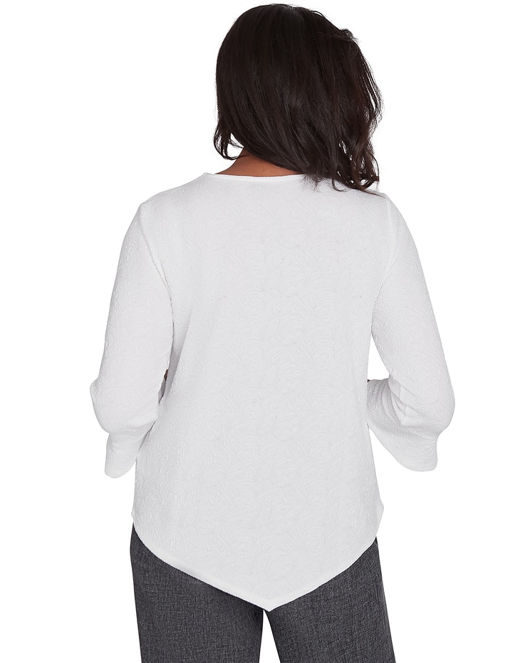 Alfred Dunner® Worth Avenue Crew Neck Textured Top With a Detachable Necklace image number 2
