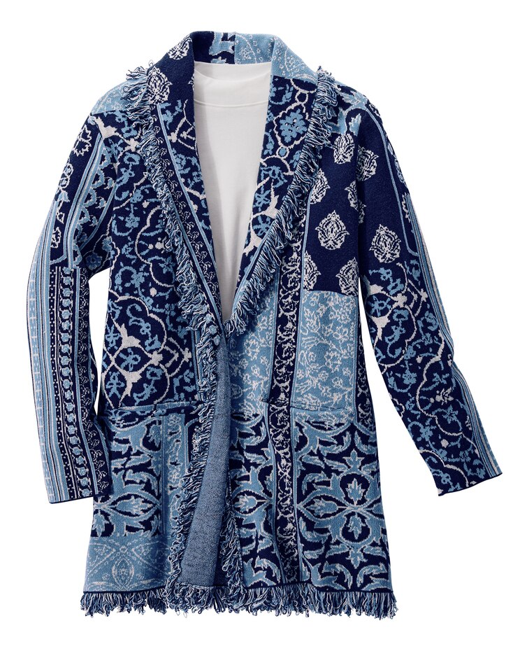 Jacquard Fringe Cardigan image number 3