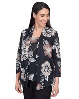 Alfred Dunner® Stamped Floral Two For One with Necklace Top thumbnail number 3