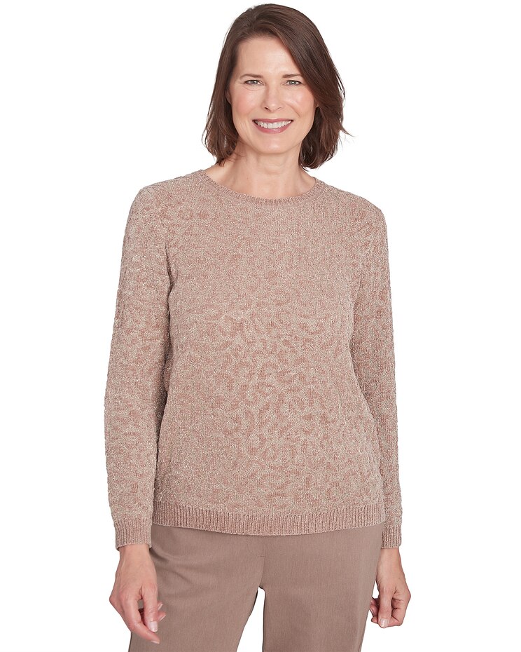 Alfred Dunner® Telluride Metallic Cheetah Textured Sweater image number 1