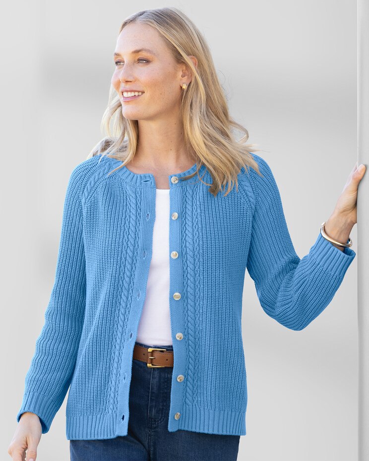 Bayside Cotton Shaker-Stitch Cardigan image number 1