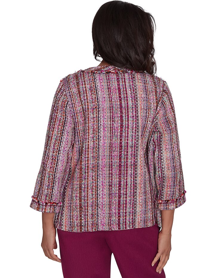 Alfred Dunner® Wine Country Fringe Textured Jacket image number 3