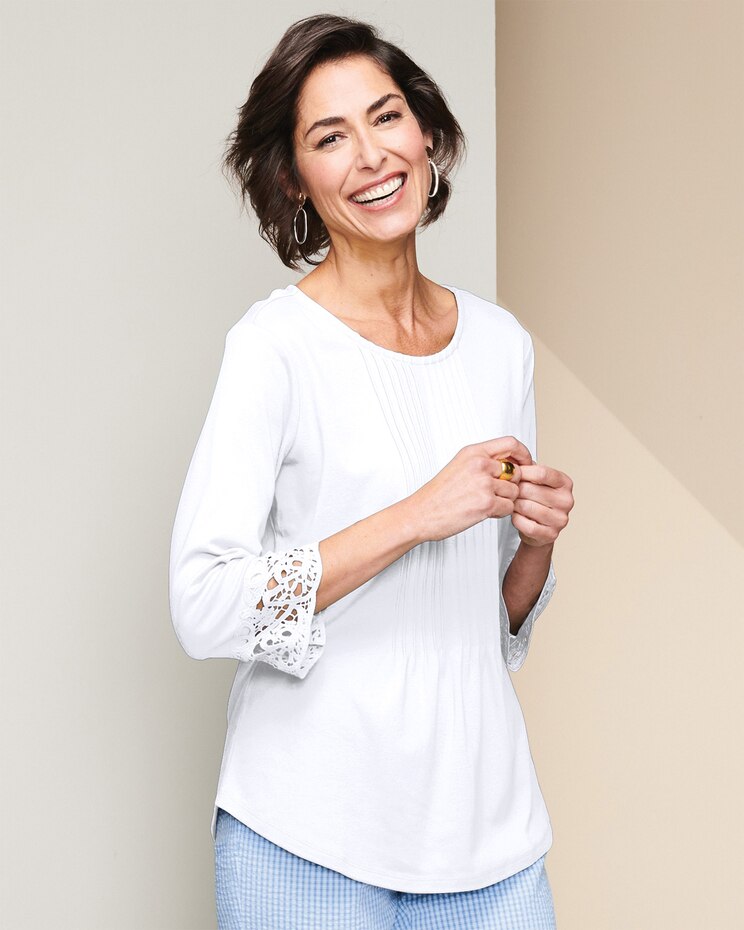 Pintuck Lace Tee image number 1