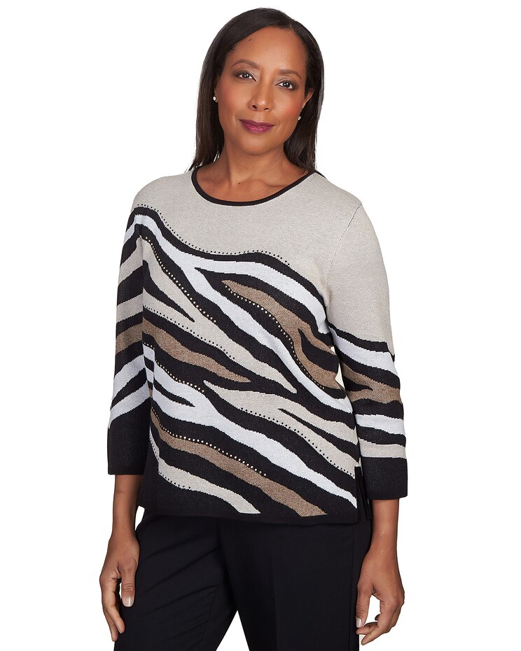 Alfred Dunner® Classics Animal Jacquard Beaded Top image number 6