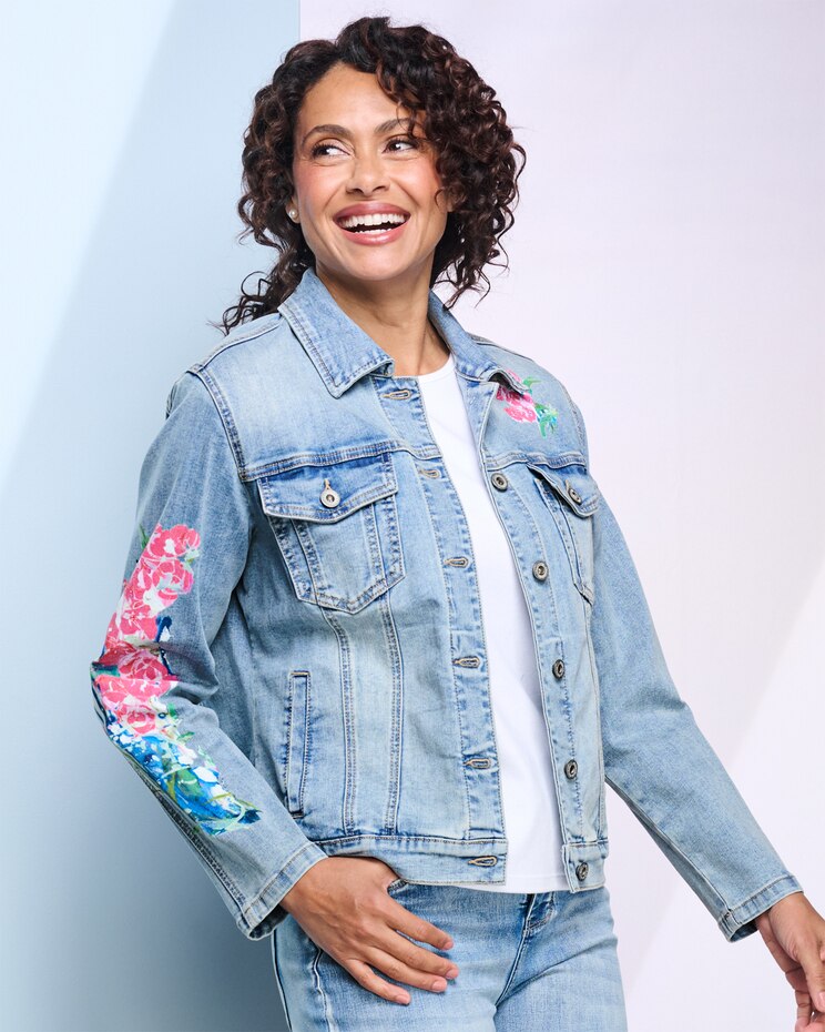 Floral Spray Denim Jacket image number 1