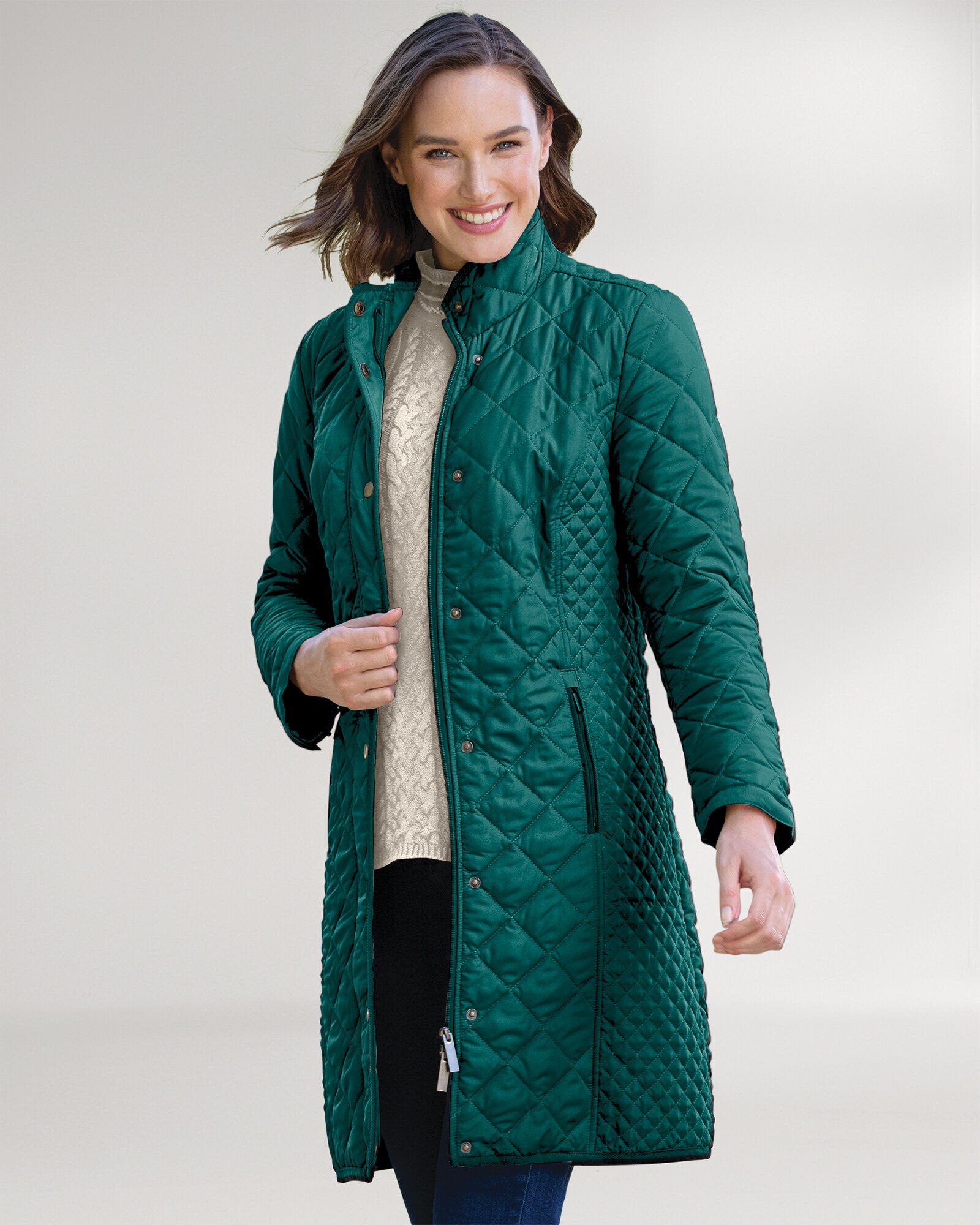 Three quarter length padded coat cheap