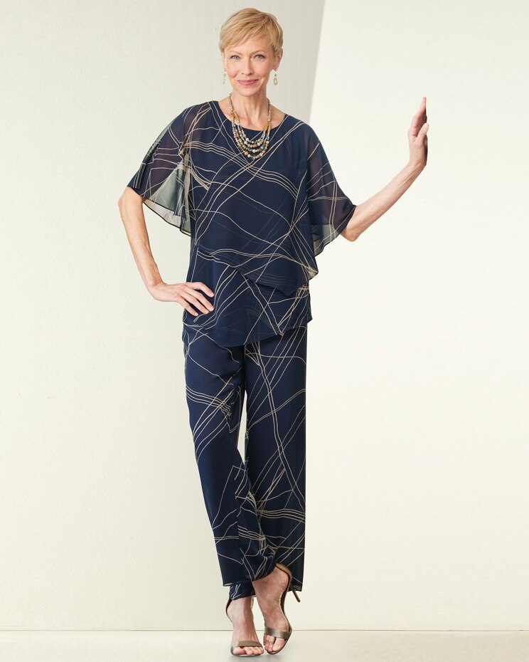 Flirty Fine Line Print Pant Set image number 1