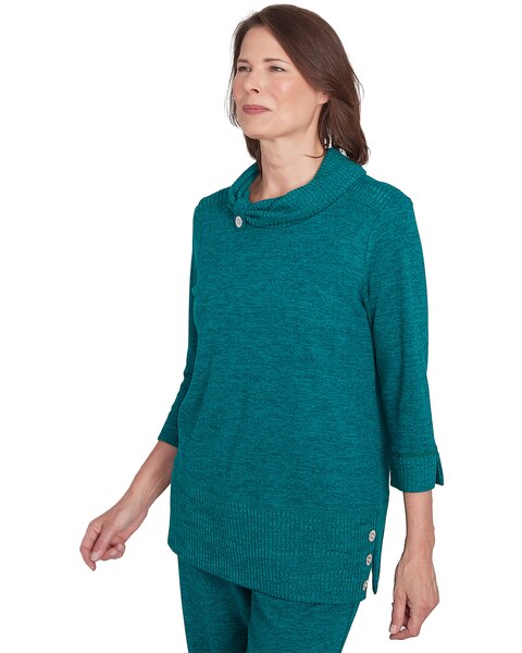 Alfred Dunner® French Quarter Spliced Ribbed Cowl Collar Sweater