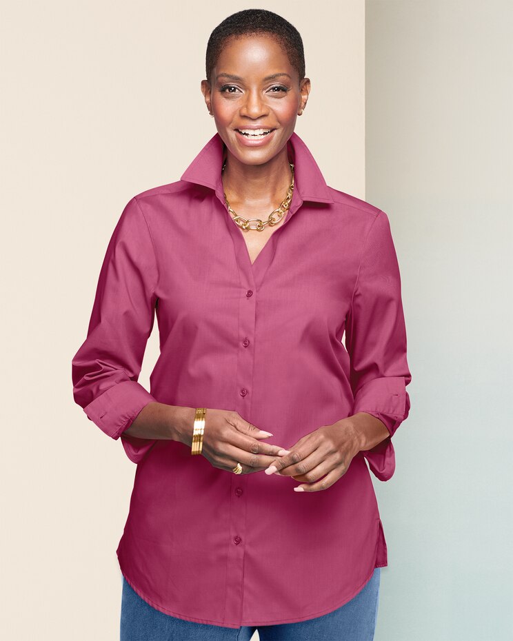 Foxcroft Wrinkle-Free Solid Long Sleeve Tunic image number 1
