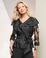 Organza Blouse with Illusion Sleeves by Alex Evenings thumbnail number 1