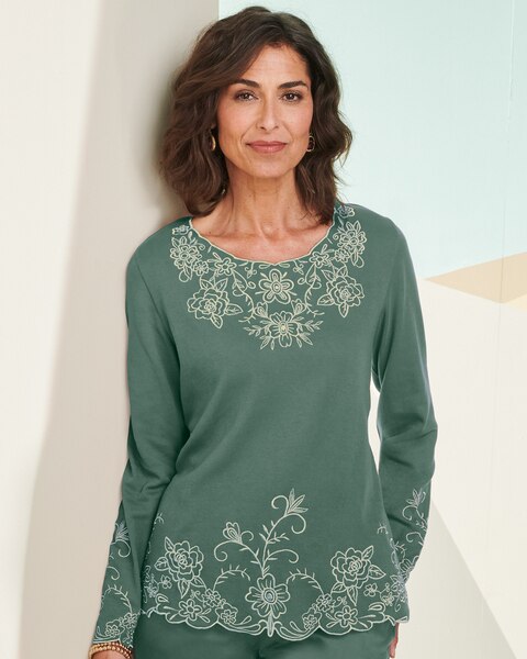 Tonal Embroidered Top