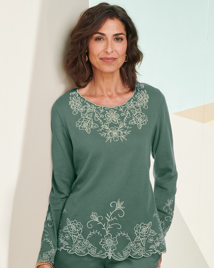 Tonal Embroidered Top image number 1