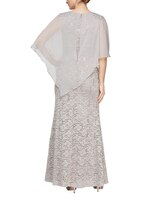Beaded Shoulder Attached Cape Dress thumbnail number 3